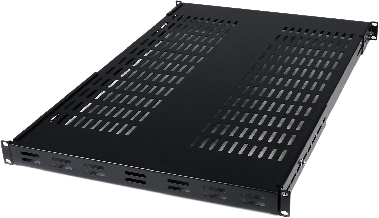 StarTech.com 1U Adjustable Vented Server Rack Mount Shelf - 175lbs - 19.5 to 38in Adjustable Mounting Depth Universal Tray for 19' AV/ Network Equipment Rack - 27.5in Deep , TAA (ADJSHELF)