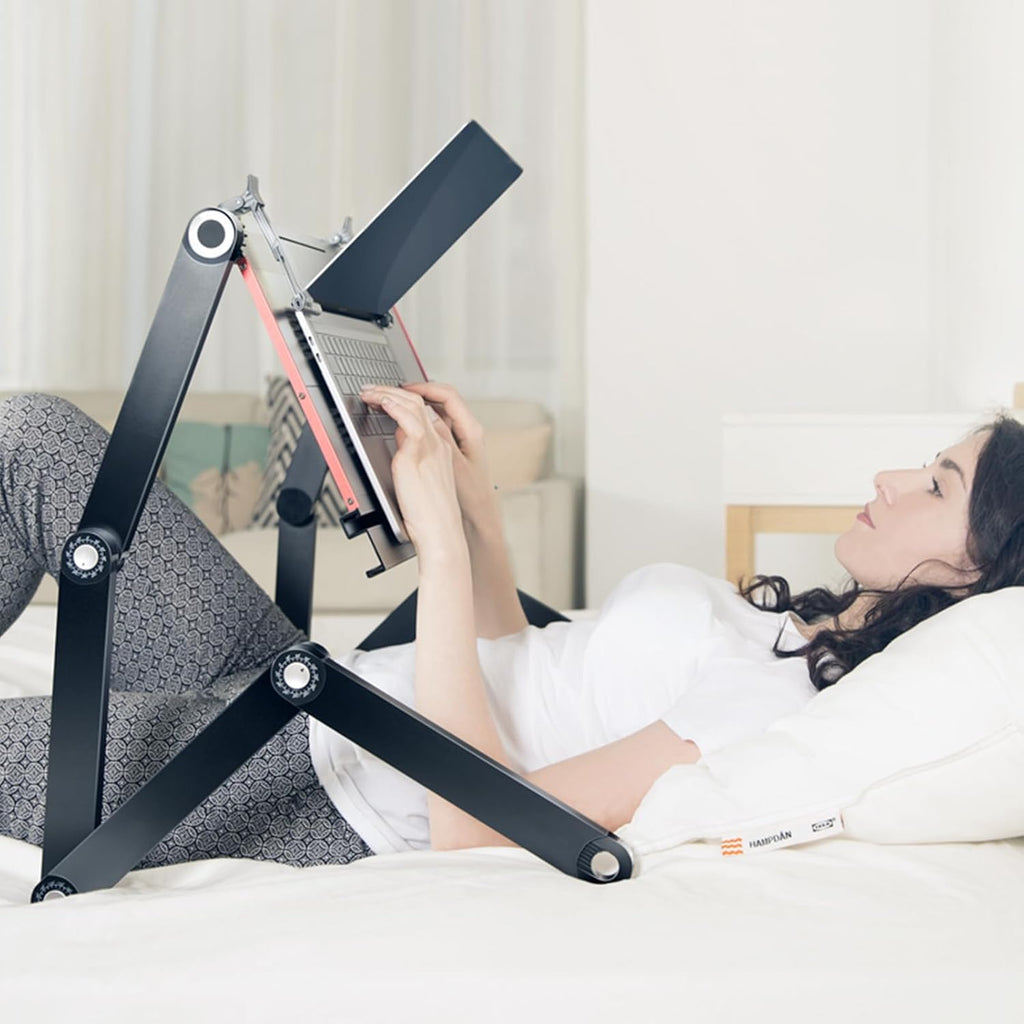 Foldable Laying Down Desk - Adjustable Height, Laptop Stand for Couch | Lying Down Laptop Stand for Bed, Sofa.with Mouse pad(Large,Black)