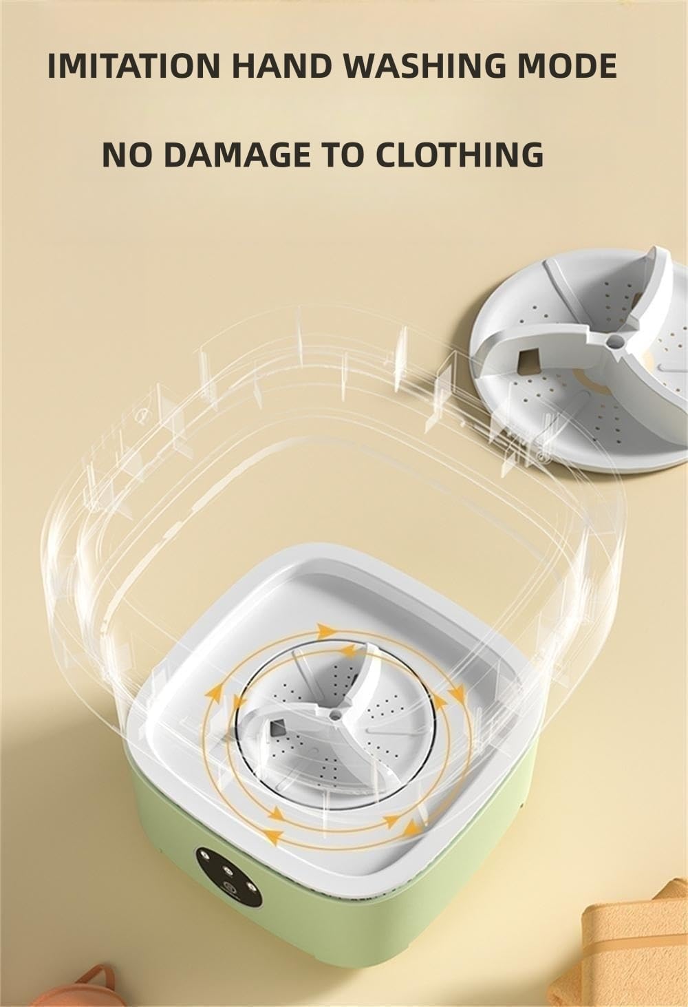 Portable Washing Machine, Mini Washer,15L Upgraded Large Capacity Foldable Washer.Deep Cleaning of Underwear, Baby Clothes and Other Small Clothes.Suitable for Apartments, Dormitories, Hotels.(Green)