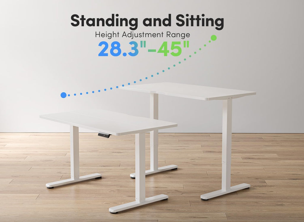 FEZIBO Electric Standing Desk, 48 x 24 Inches Height Adjustable Stand up Desk, Sit Stand Home Office Desk, Computer Desk, White
