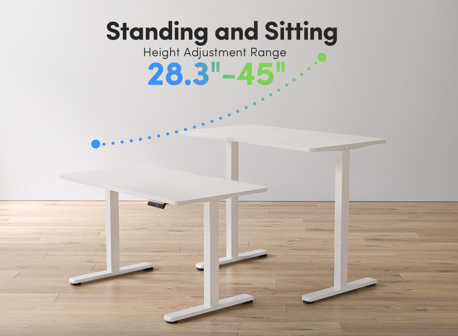 FEZIBO Electric Standing Desk, 48 x 24 Inches Height Adjustable Stand up Desk, Sit Stand Home Office Desk, Computer Desk, White