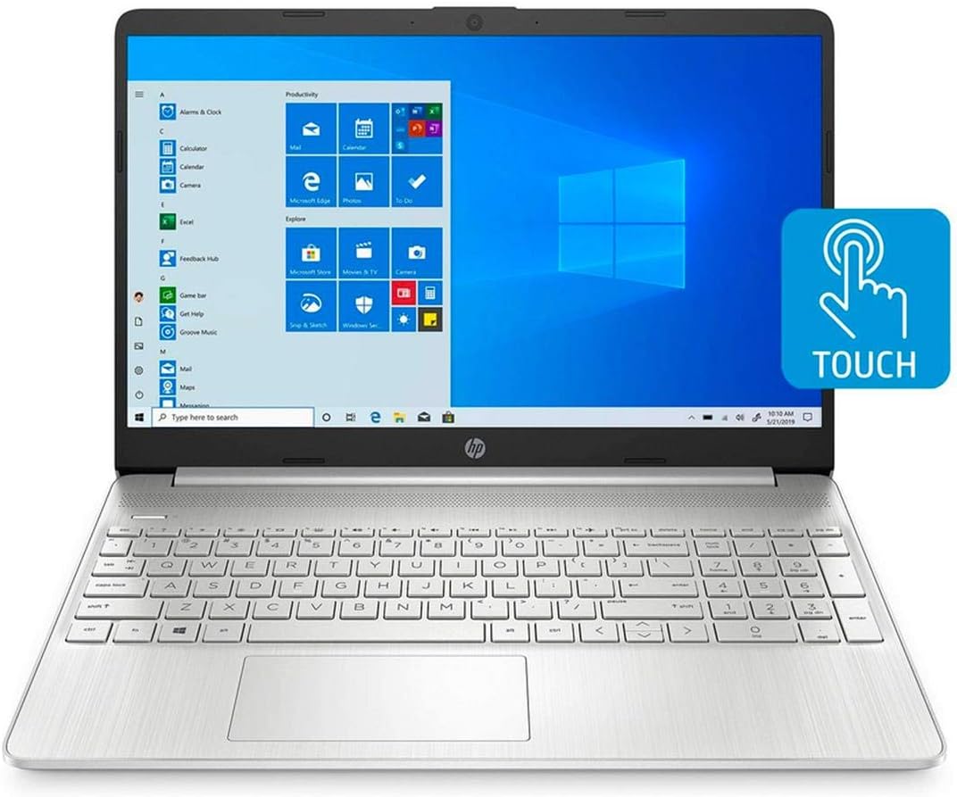 HP 15-inch Touchscreen Laptop, AMD Ryzen 3 3250U, 8 GB RAM, 256 GB SSD, Windows 10 Home in S Mode (15-ef1020nr, Natural Silver)