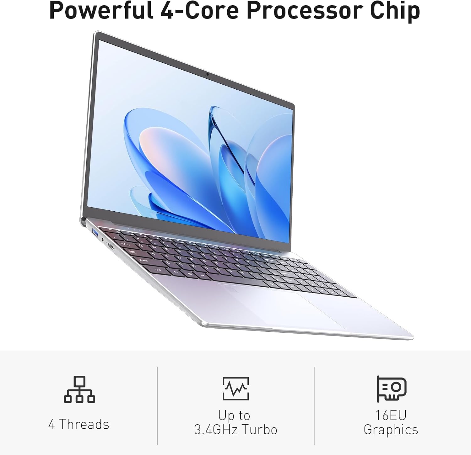 Auusda Business Laptop Computer for Work, Notebook PC for College Students, 15.6' FHD Display, 4-Core Processor, Backlit Keyboard, Fingerprint ID, Up to 10TB Storage, 16GB DDR4 RAM, 1TB NVMe, Silver