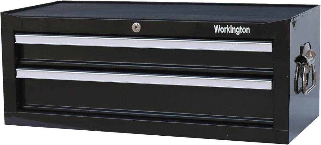 Workington Industrial 2 Drawers Portable Metal Intermediate Box, 26' Middle Tool Chest Cabinet with Ball Bearing Drawer Slides, Steel Tool Storage Box Organizer 4008 Black