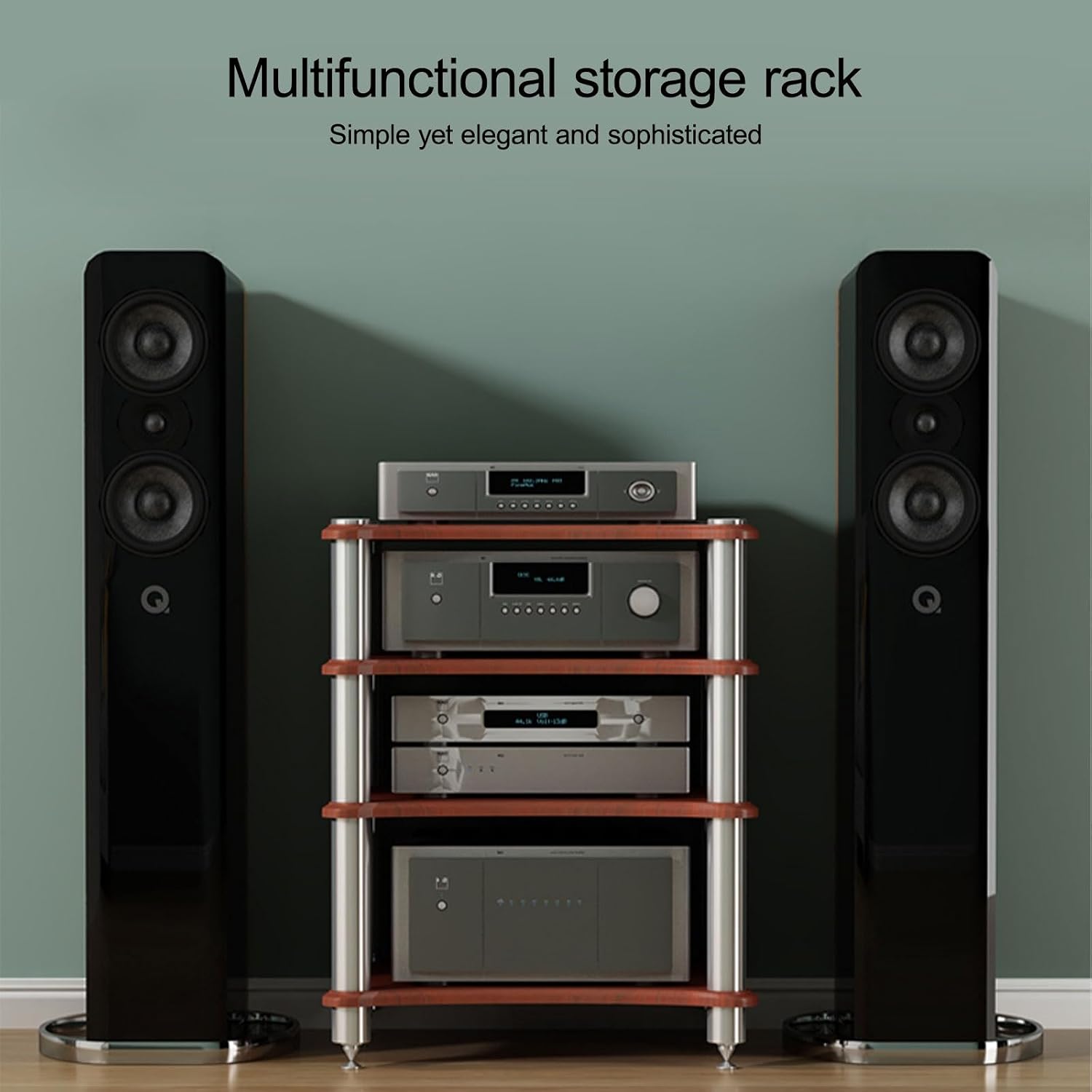 Stereo Cabinet, Home Stereo System Entertainment Components, Amplifier Rack/Audio-Video Shelving, for Gaming, Meeting, Living, Recording Room(White,40cm/15.7in)