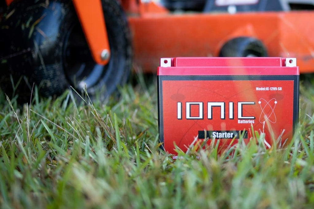 Ionic Lithium 12V Starter Battery for Zero-Turn Lawn Mowers and UTVs - 12V Group U1 Battery with 720CA - Bluetooth Capability - 4.4lbs - IC-12V9-S8-P