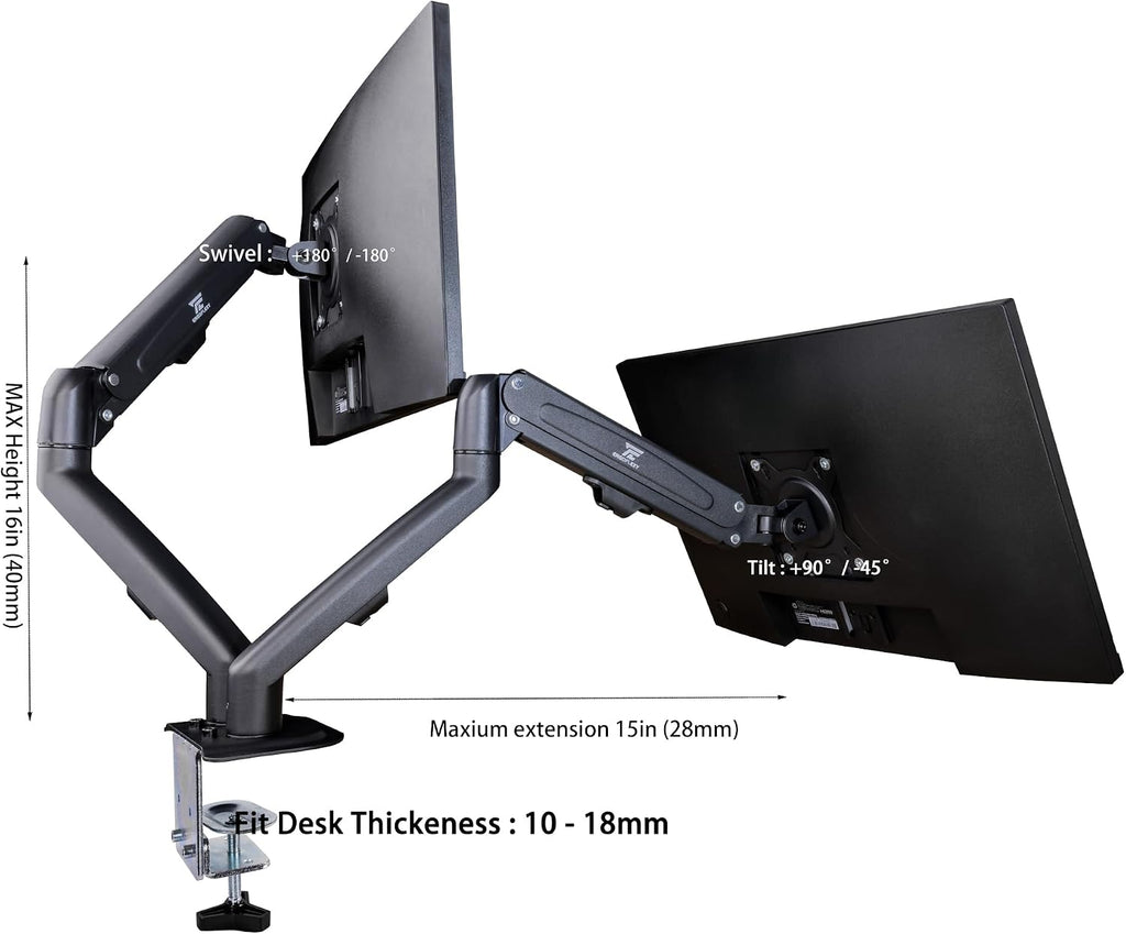 HP Series 3 Pro 27' FHD IPS Monitor with 5ms Response Time, Anti Glare, Flicker Free, VESA Mount (100 x 100 mm), Displayport, HDMI, Black Color 2 Pack with DKZ Hub & ErgoFlexy Dual Monitor Mount