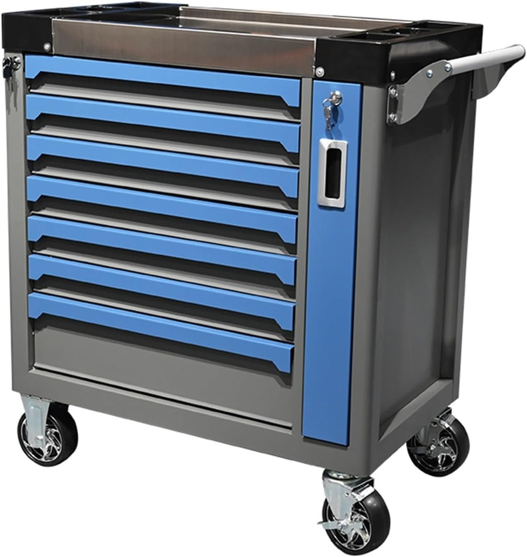 Multifunctional Tool Chest with 7 Drawers, Rolling Tool Cabinet with Wheels, Toolbox with Independent Self-Locking Anti-Tip System, for Warehouse&Workshop for Garage
