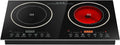 Electric Dual Induction Cooker Cooktop, 1200W+1400W Digital Countertop Burner Induction Cooker+Ceramic-Cooker Double Burner Cooktop