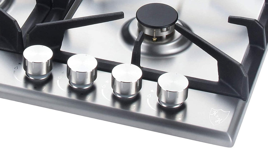 K&H 4 Burner 24 Inch Built-in LPG Gas Stove Top Stainless Steel Surface Cast Iron Cooktop UL/ETL Certified 4-24-SSW-LPG