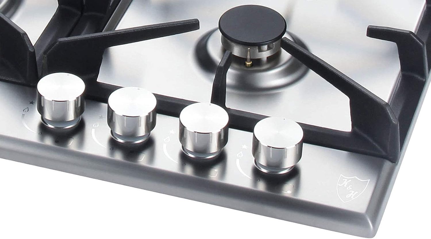 K&H 4 Burner 24 Inch Built-in LPG Gas Stove Top Stainless Steel Surface Cast Iron Cooktop UL/ETL Certified 4-24-SSW-LPG
