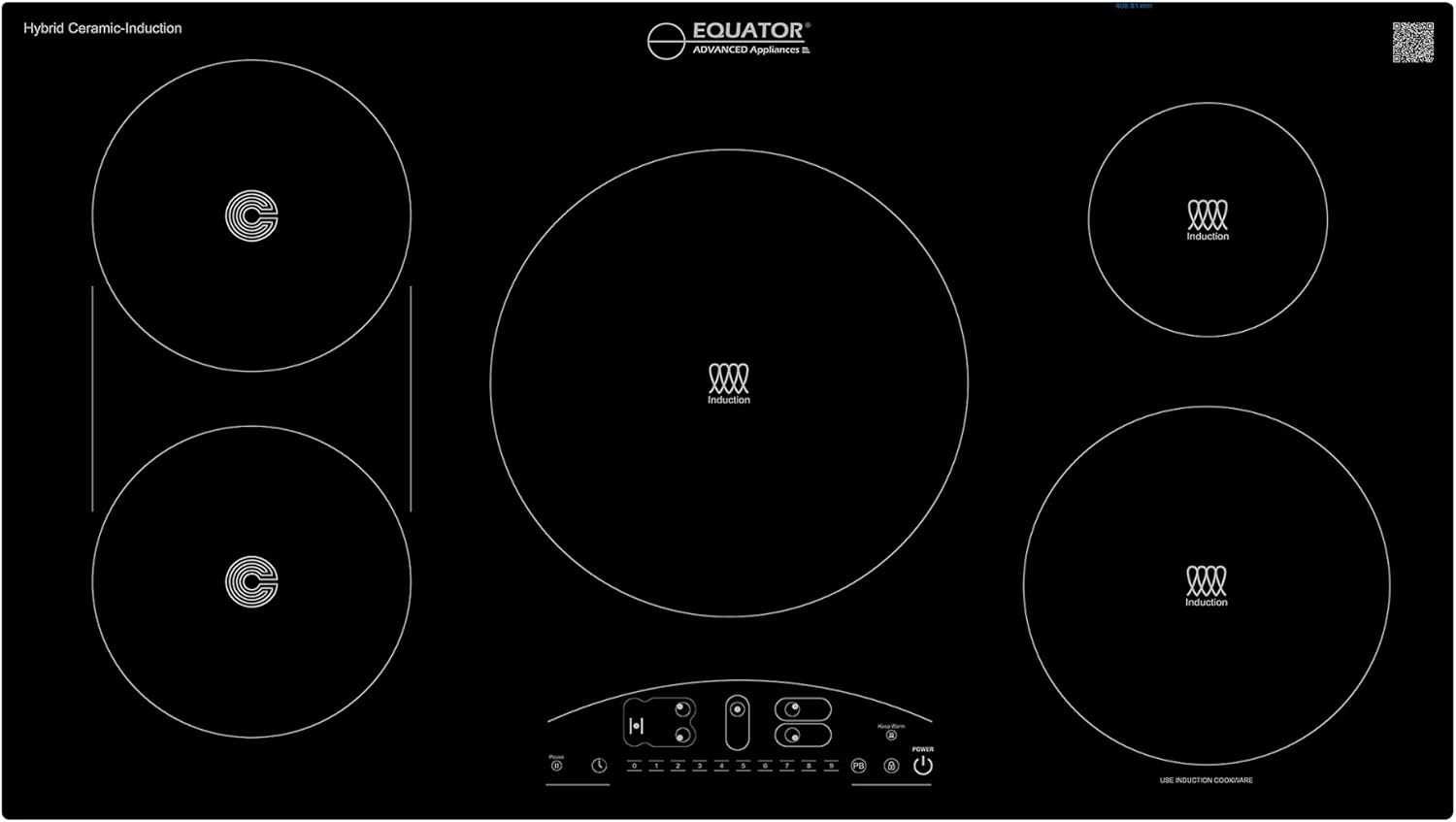 Equator 36-inch Electric Hybrid Cooktop with 3 Induction & 2 Ceramic Burners Dual Cooking Modes for Flexible, Fast, and Efficient Cooking Sleek Built-in Design