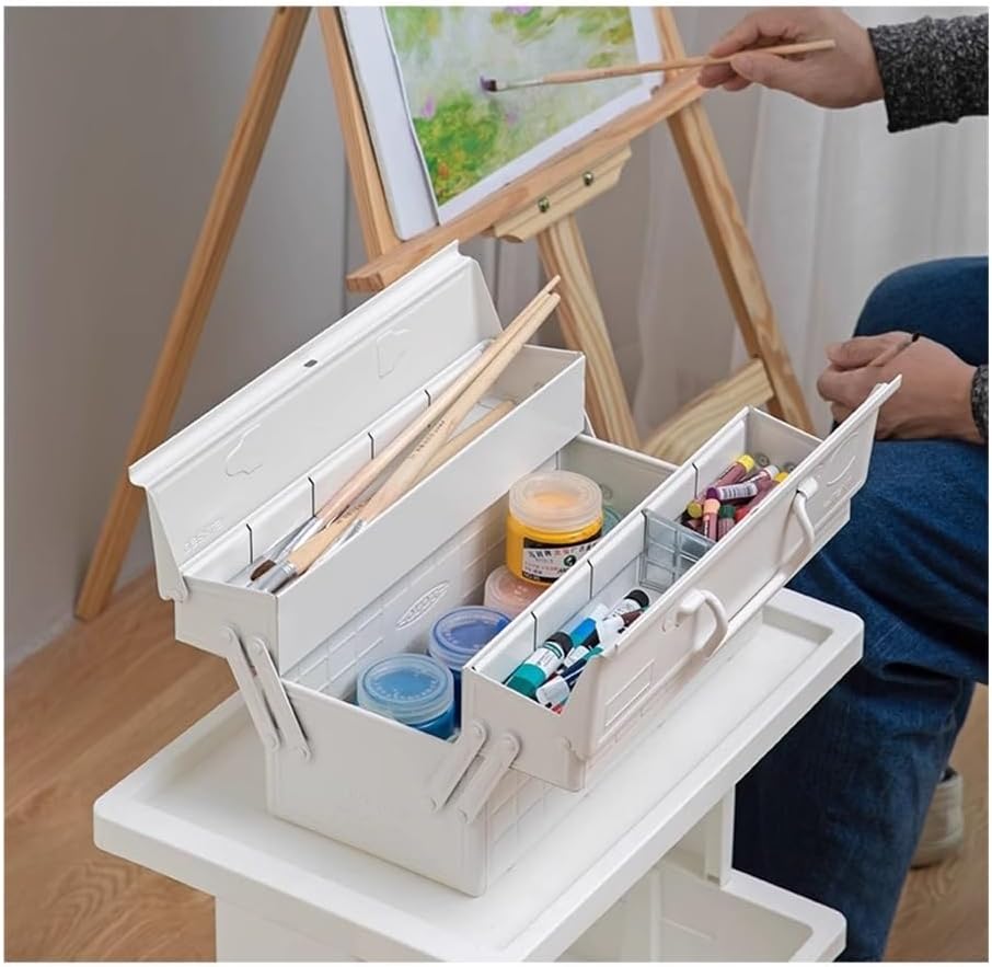 Storage White Home Toolbox Art Student Art Box Car Electrician Box Hardware Repair Box Small Item Storage Box Fishing Enthusiast Storage Box for Garage