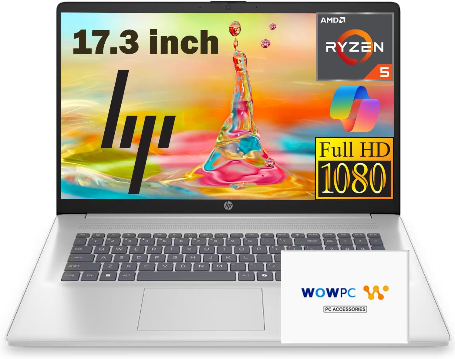 hp Latest 17 Inch Business Laptop 2025, 17.3'' FHD IPS Anti-Glare Display, AMD Ryzen 5 7430U (Beats Core i7-1355U), 64GB RAM, 1TB SSD, AMD Radeon Graphics, HDMI, Windows 11 Pro, Wi-Fi 6, WOWPC USB