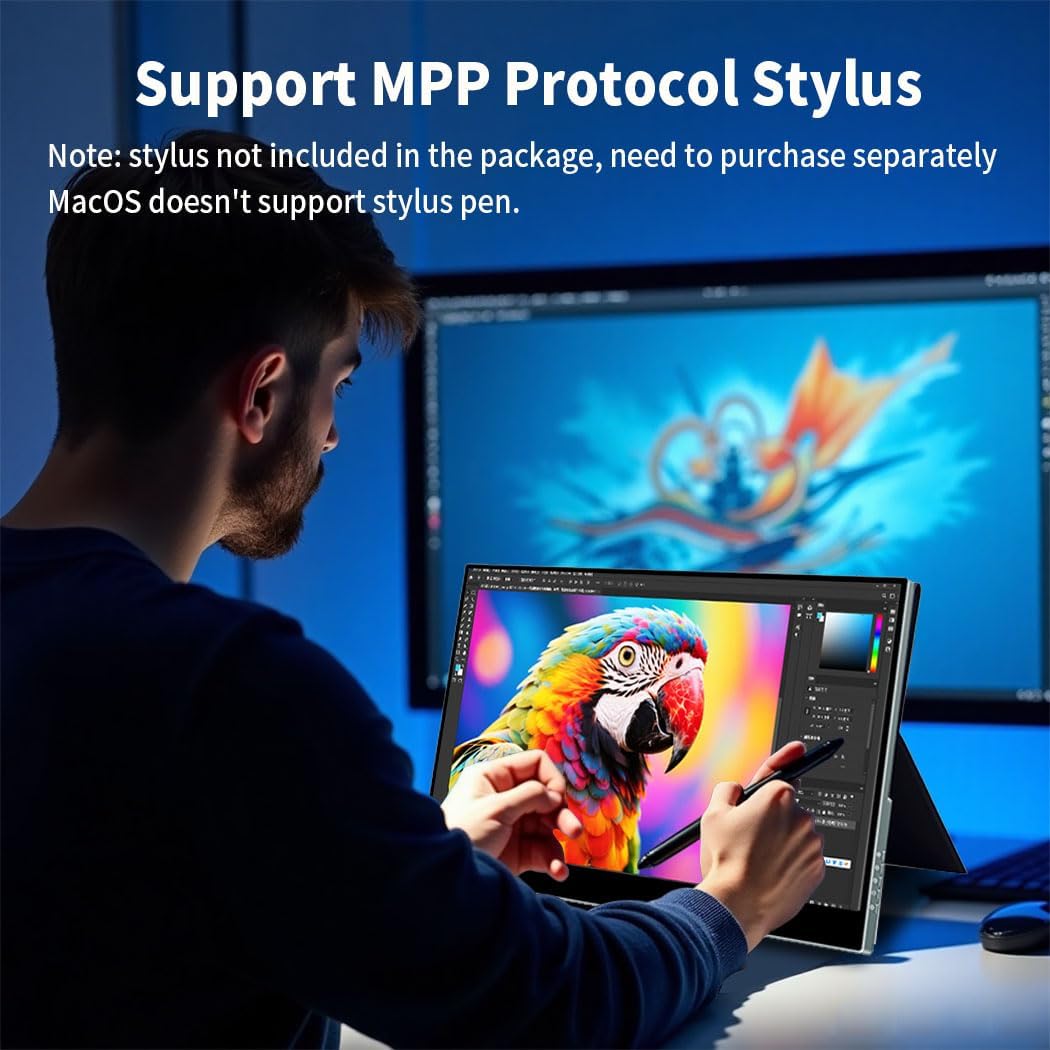 Portable Monitor 4K 120Hz,17.3 Inch Touchscreen Dispaly,100% P3，Support MPP Stylus,VESA & Smart Cover Anti-Glare Eye Care Gaming Monitor for Console,Laptop,Mac,PC