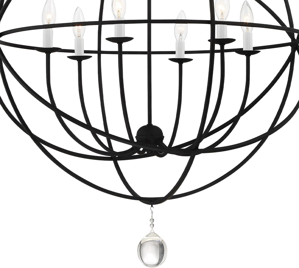 Crystorama Solaris 6 Light Black Chandelier