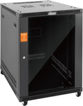 Tecmojo 15U Wall Mount Rack,15U Rack 23.6 Inch Depth,Hold Up to 176 Lbs,Enclosed Wall Mount Rack with 2 Colling Fans,for 19 Inch Network,Server and AV Gear,Glass Door(Elite Collection)