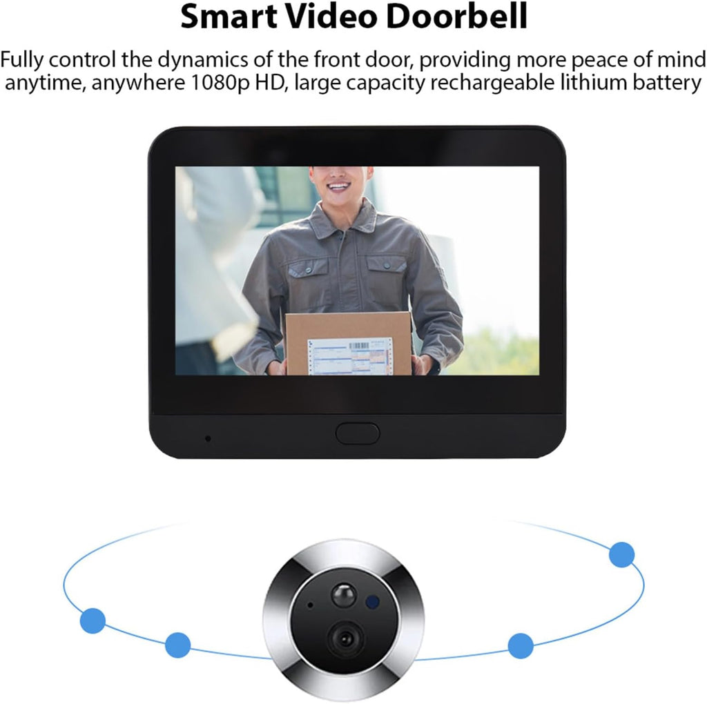 Smart Video Doorbell Camera, WiFi Door Peephole Camera with 4.3in Display Monitor, Tuya APP Wireless Digital Door Viewer, Smart Motion Detection, Night Vision, Rechargeable 5000Ah Battery