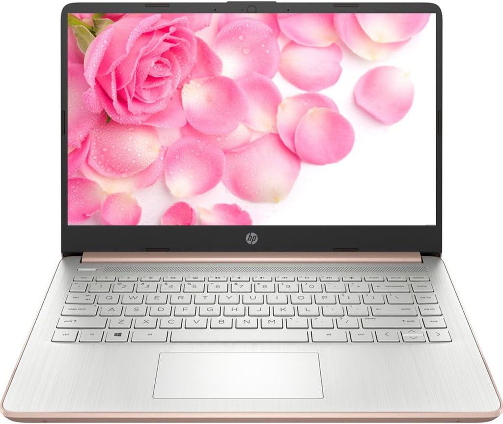 HP 14in Schools and Business Laptop, Intel Quad-Core N4120 CPU, 8GB RAM, 64GB eMMC, 256GB Micro SD, 1-Y Office 365, Webcam, HDMI, WiFi, Win 11 S(Rose Gold), HP 14in
