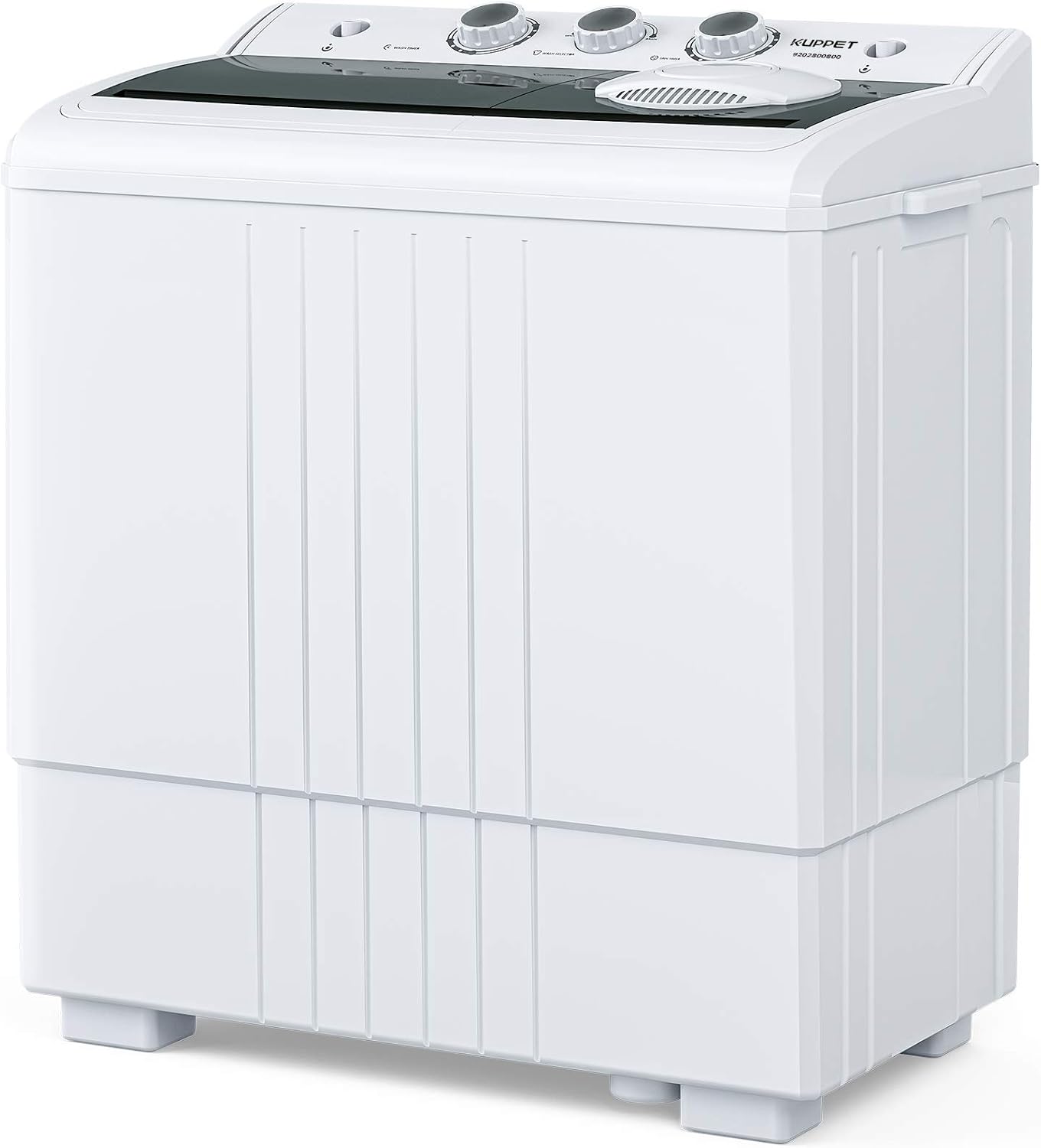 Compact Twin Tub Portable Mini Washing Machine 21lbs Capacity,Washer(14.4lbs) and Spiner(6.6lbs)/Built-in Drain Pump/Semi-Automatic,Black and White,24.8 inch x 15 inch x 28.5 inch