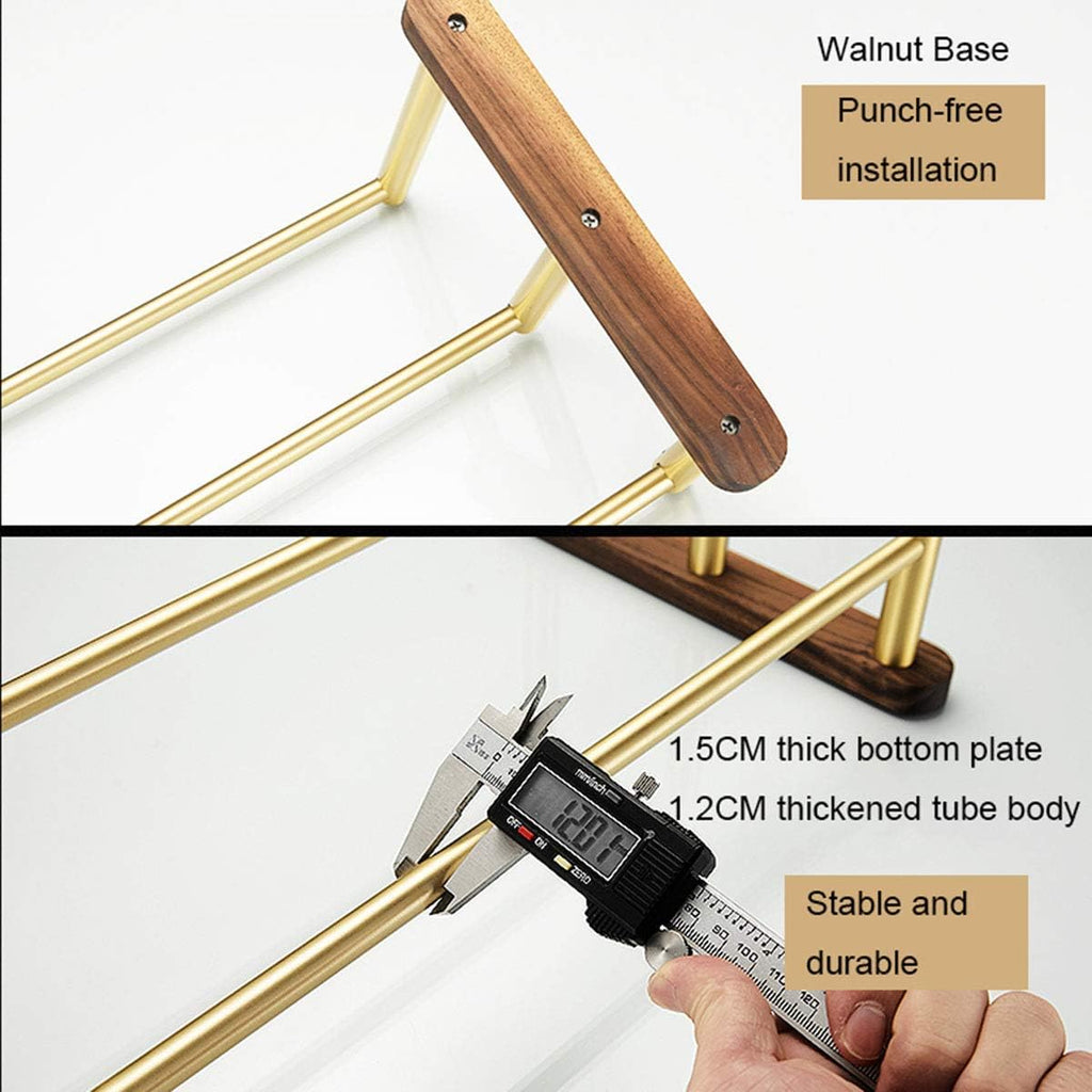 Towel Rail Bar Three Layers Bathroom Stylish Towel Rack Holder Hanger Wall Mounted 38cm/14.96inch Space Aluminum and Walnut Wood Towel Shelf(Size:68cm) (48cm)