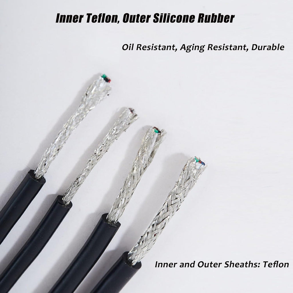 30/6 Gauge Shielded Signal Cable 30ft Teflon Insulated Silicone Rubber Jacket,-60°C to 200°C High Temperature for Air Conditioner, Audio, USB Data & Electronic Equipment(65FT,30AWG-4C)