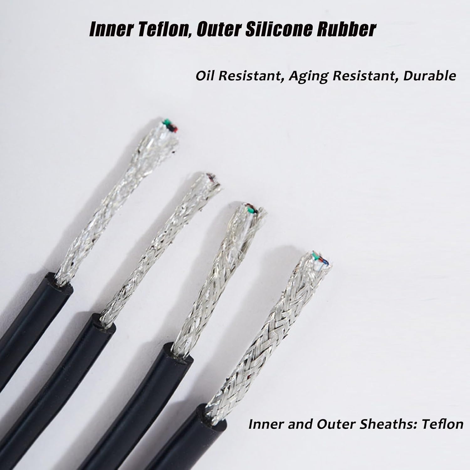 30/6 Gauge Shielded Signal Cable 30ft Teflon Insulated Silicone Rubber Jacket,-60°C to 200°C High Temperature for Air Conditioner, Audio, USB Data & Electronic Equipment(65FT,30AWG-4C)