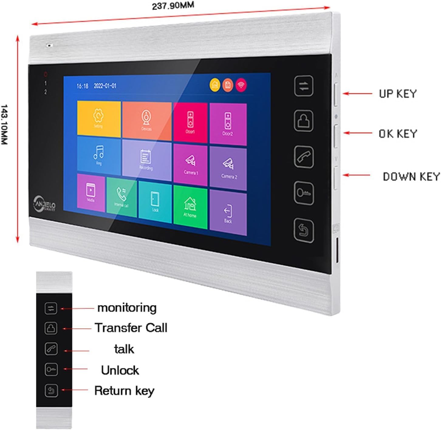Wired Video Apartment Doorbell Intercom,1080P HD Touch Screen Monitor with Camera,7 Inch Ring Video Doorbell,TUYA WiFi Smart Home Video Intercom,Night Vision,Two-Way Audio (1 Monitor+1 Bell+2 Camera)