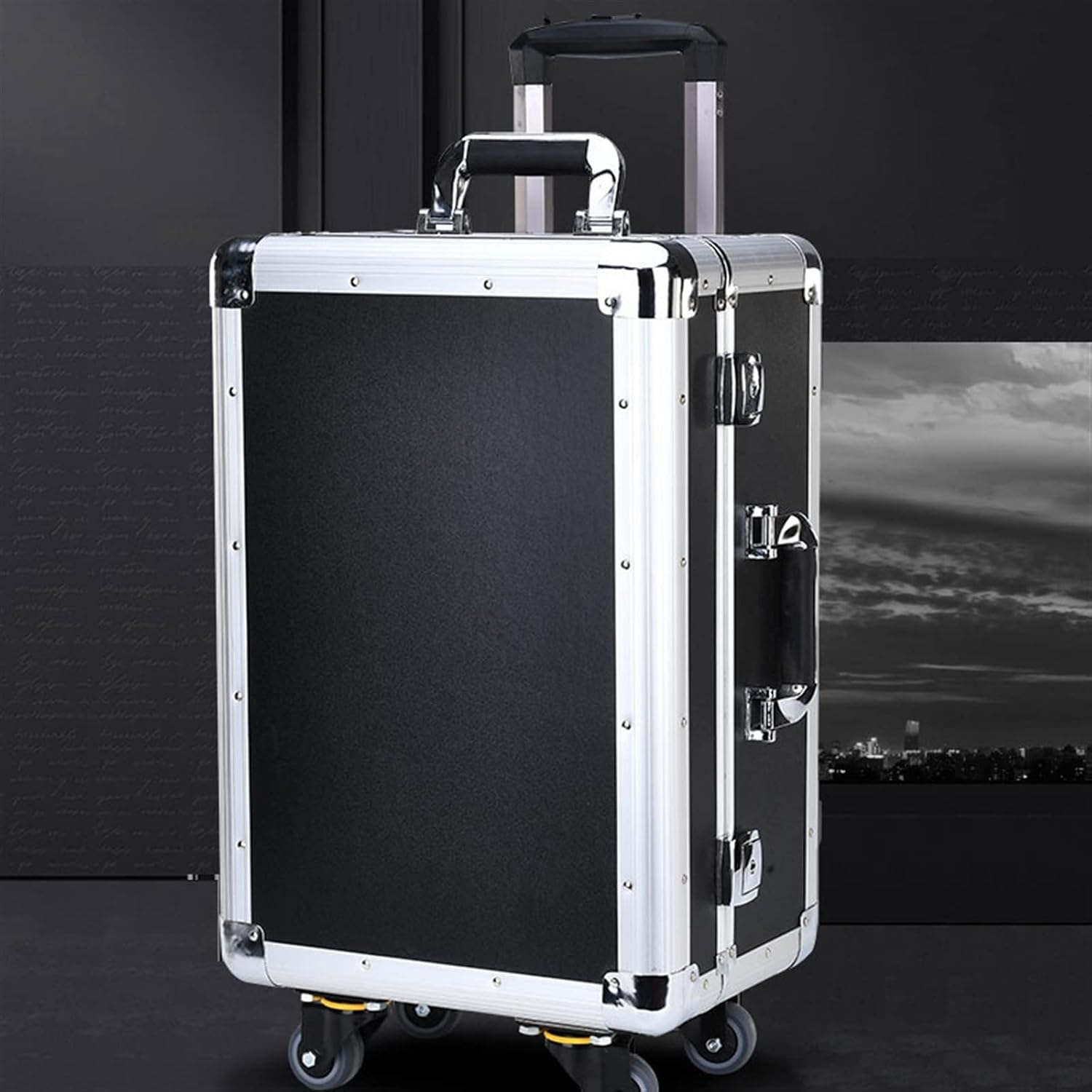 Portable Tool Box Aluminium Tool Case Portable Storage Tool Case Carrying Case with Wheels Equipment Storage Case with Removable Foam Small Parts Box (Size : 49.5 * 33.5 * 24.5cm)
