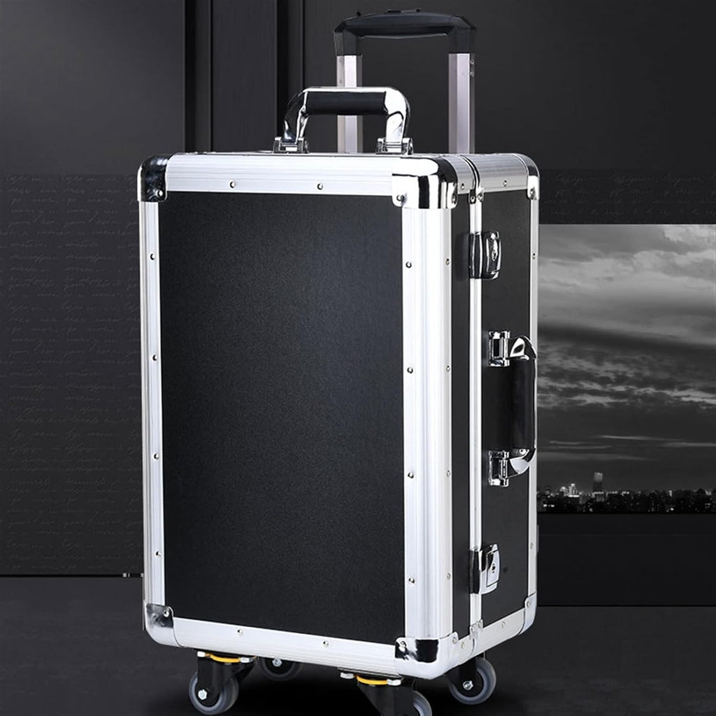 Portable Tool Box Aluminium Tool Case Portable Storage Tool Case Carrying Case with Wheels Equipment Storage Case with Removable Foam Small Parts Box (Size : 65 * 42.5 * 35cm)