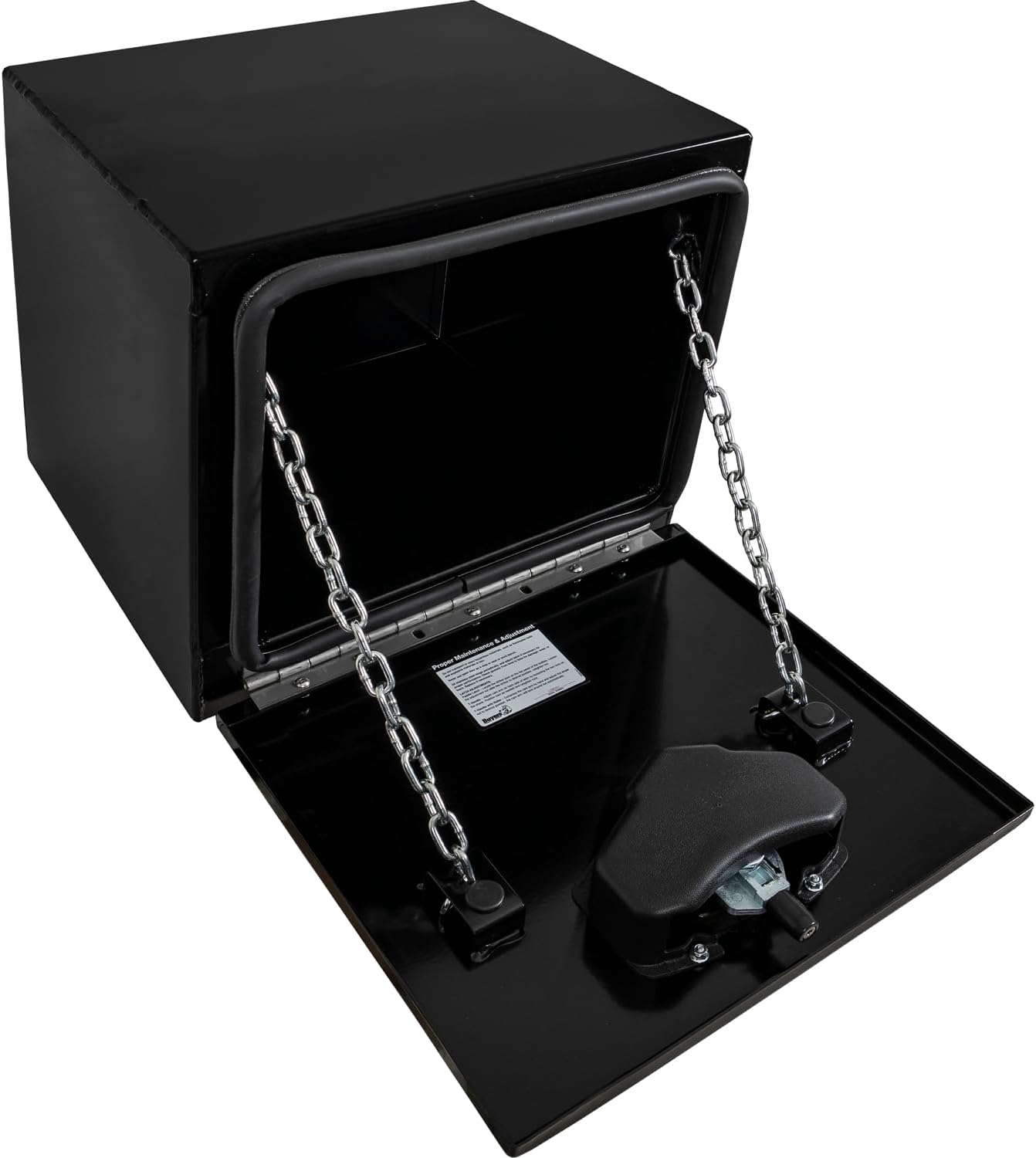 Buyers Products 1752799 Pro Series Stainless Steel Underbody Truck Tool Box, 18 x 18 x 18 In, 12 Ga Powder-Coated Steel, Locking T-Latch, Weatherproof Drop Door, Continuous Hinge, Black, Made in USA