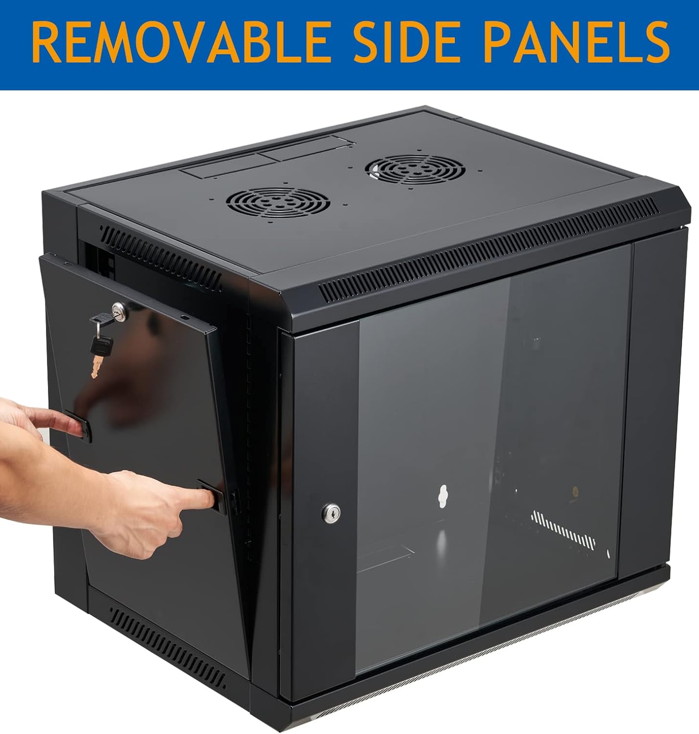 9U Wall Mount Server Cabinet Network Rack Enclosure Locking Glass Door