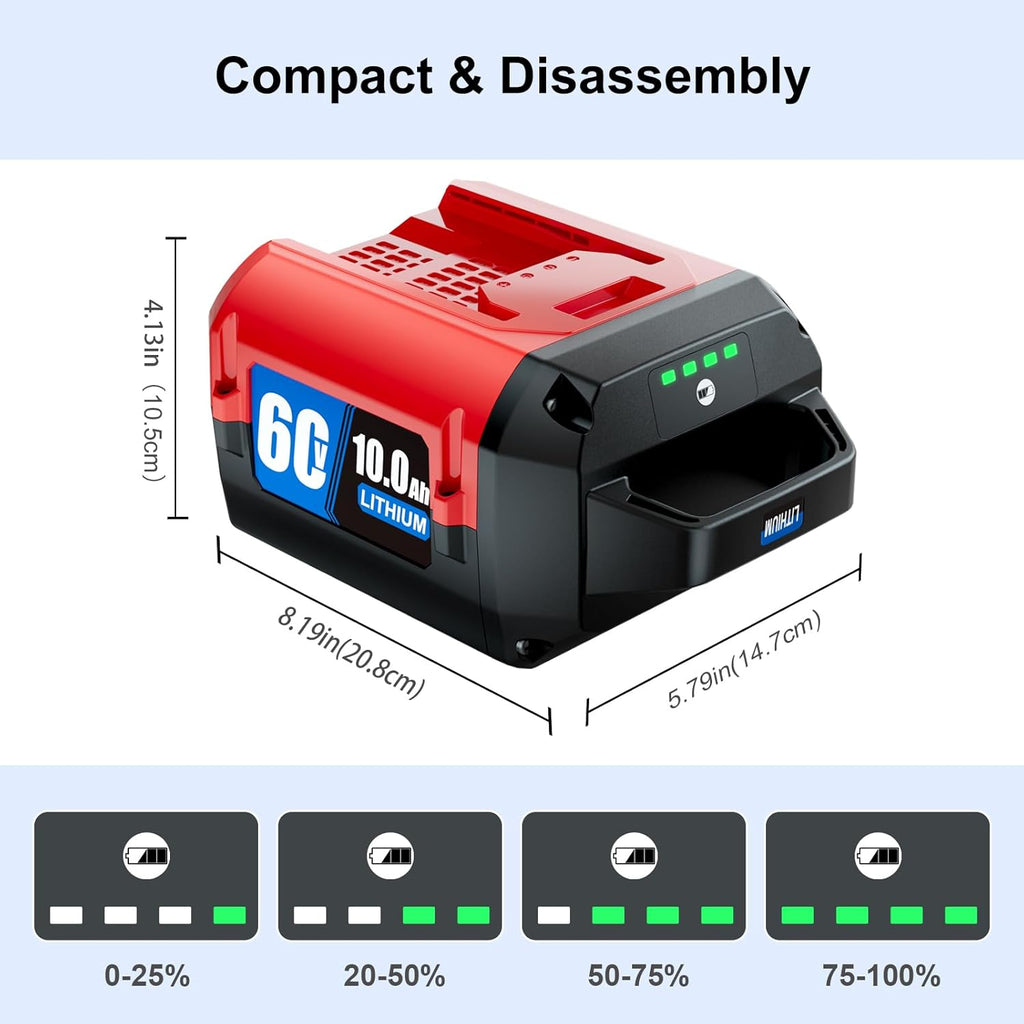 1 Pack 10.0Ah Lithium-ion Replacement for ‎Toro 60V Battery L108 L135 L216 L324 L405 88620 88625 88640 88660 88675，Compatible with Toro Flex Force Battery 60 Volt Max