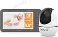 Levana Nala 5.5' HD Video Baby Monitor, 1080P Night Vision PTZ Camera, 22 Hour Battery Life, 5000mAH Battery, No WiFi, Two-Way Talk, 1000ft Range, Carrying Case, 2 Year Warranty