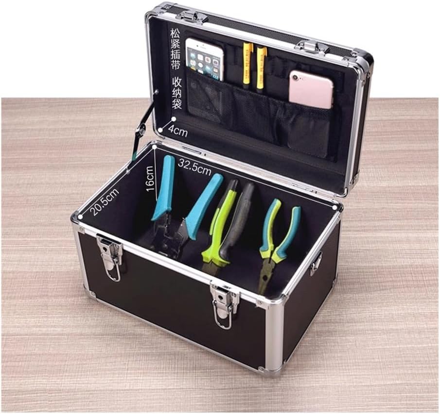 Tool Box Large-Capacity Multi-Functional Tool Box Household Hardware Tool Box Aluminum Alloy Portable Beauty Box Car Instrument Box Outdoor Maintenance Box Tool Storage(Silver)