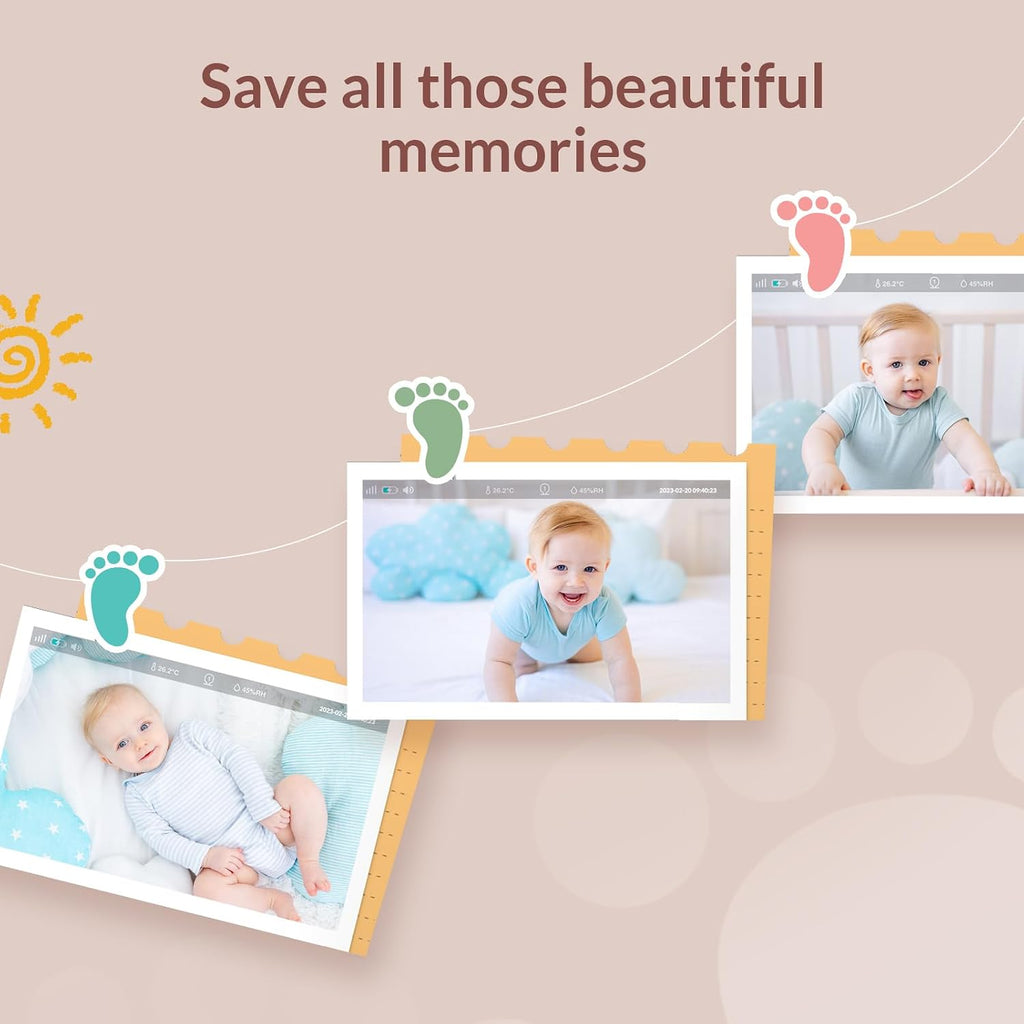 Baby Monitor with Camera and Audio, 5'' Screen & App, 2.4GHz WiFi Secure Link, Sleep Tracking, Cry Detection, Night Vision, Temp & Humidity Monitor, 2-Way Talk, 5GB Cloud Storage, 4-in-1 Mount