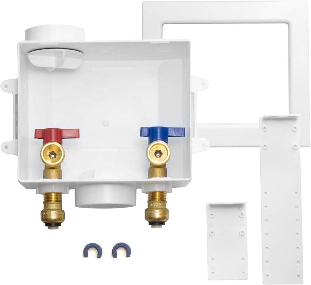 Washing Machine Outlet Box, Center Drain/Side Drain, 1/2 Inch Push-Fit Inlet x 3/4 Inch MHT Outlet Connection, Laundry Washer Valve Outlet Box (Pack of 5)