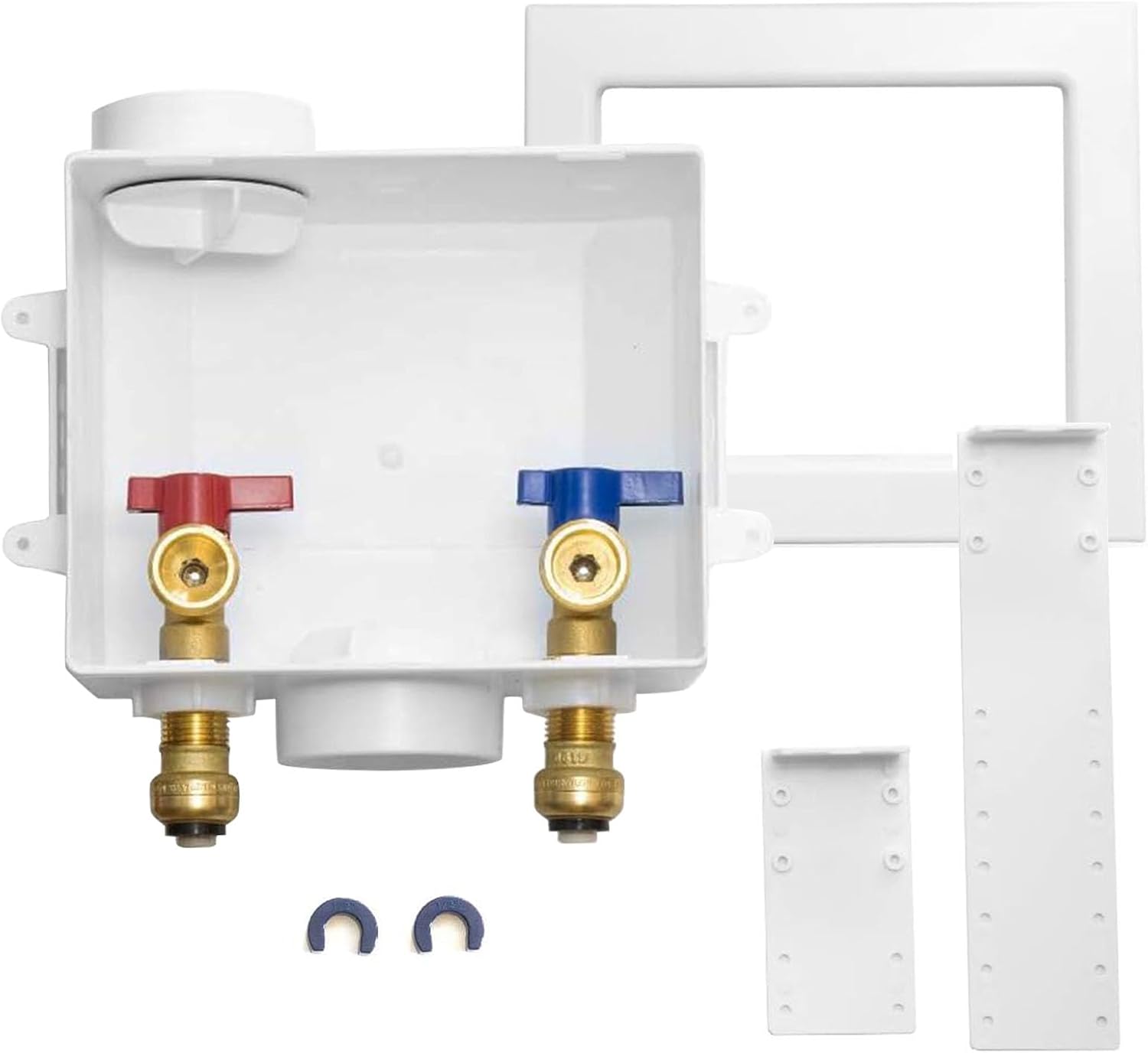 Washing Machine Outlet Box, Center Drain/Side Drain, 1/2 Inch Push-Fit Inlet x 3/4 Inch MHT Outlet Connection, Laundry Washer Valve Outlet Box (Pack of 5)