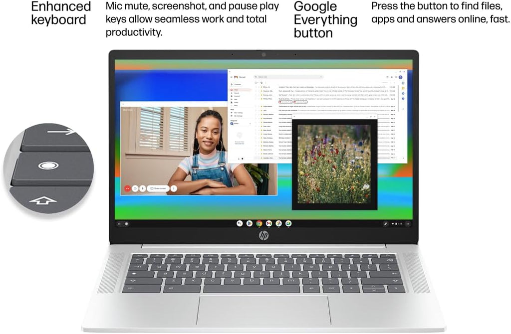 HP Chromebook 14 Laptop (14' Anti-Glare Display, Intel Processor N200, 4GB RAM, 256GB Storage (128GB +128GB SD Card)) Business, Home & Students, 12-Hr Long Battery Life, IST HUB, Webcam, Chrome OS