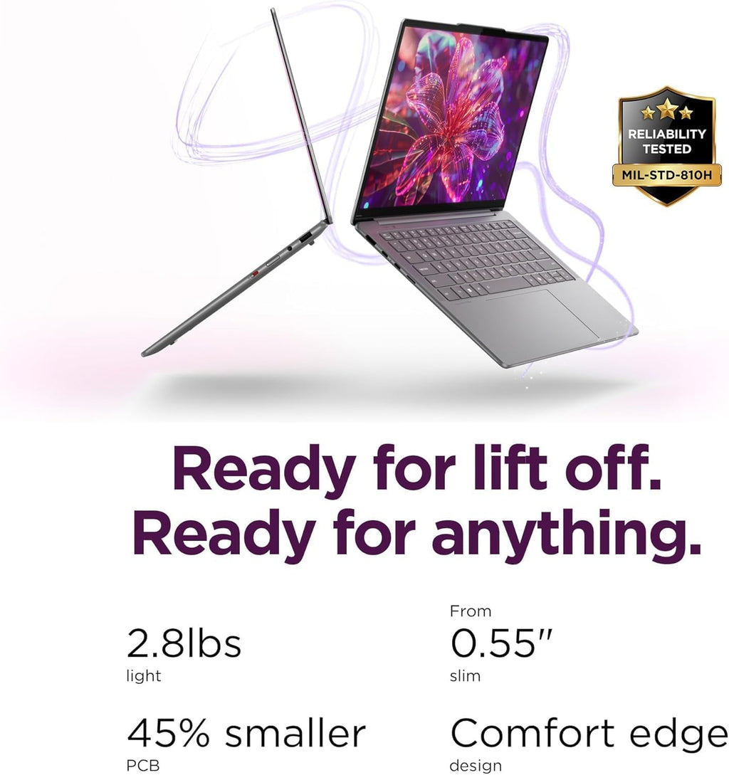 Lenovo Slim 7i Aura Edition Copilot+ PC with Intel Core Ultra 7 258V Processor, 14' 100% DCI-P3 OLED Touchscreen, 32GB LPDDR5X-8533MT/s Memory, 1TB SSD, Wi-Fi 7, 5MP RGB+IR Cam, and Win 11 Pro