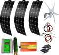 700W Wind-Solar Generator Kit: 400W Wind Turbine Generator & 3PCS 100W Solar Panels &1000W Inverter (Peak 2000w) &Hybrid Controller for RV, Camping, Boat, Caravans, Motorhome