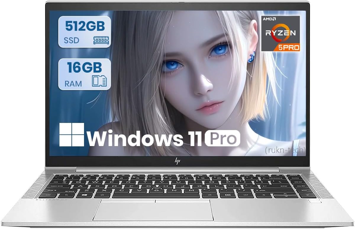 HP Elitebook 845 G7 Business Laptop, 14-inch FHD(1920x1080) Display, AMD Ryzen 5 Pro 4650U 6-Core, 16 GB RAM, 512 GB SSD, Backlit KBL, Fingerprint Unlock, Windows 11 Pro (Renewed)