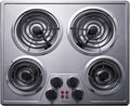 Summit 24' Electric Cooktop, 4 Burners, 208-240V Coil Cooktop, ADA Compliant, Stainless Steel- CR4SS24