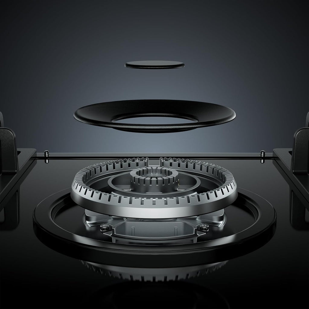 Empava 30 in. Gas Stove Cooktop 5 Italy Sabaf Sealed Burners NG/LPG Convertible in Black Tempered Glass