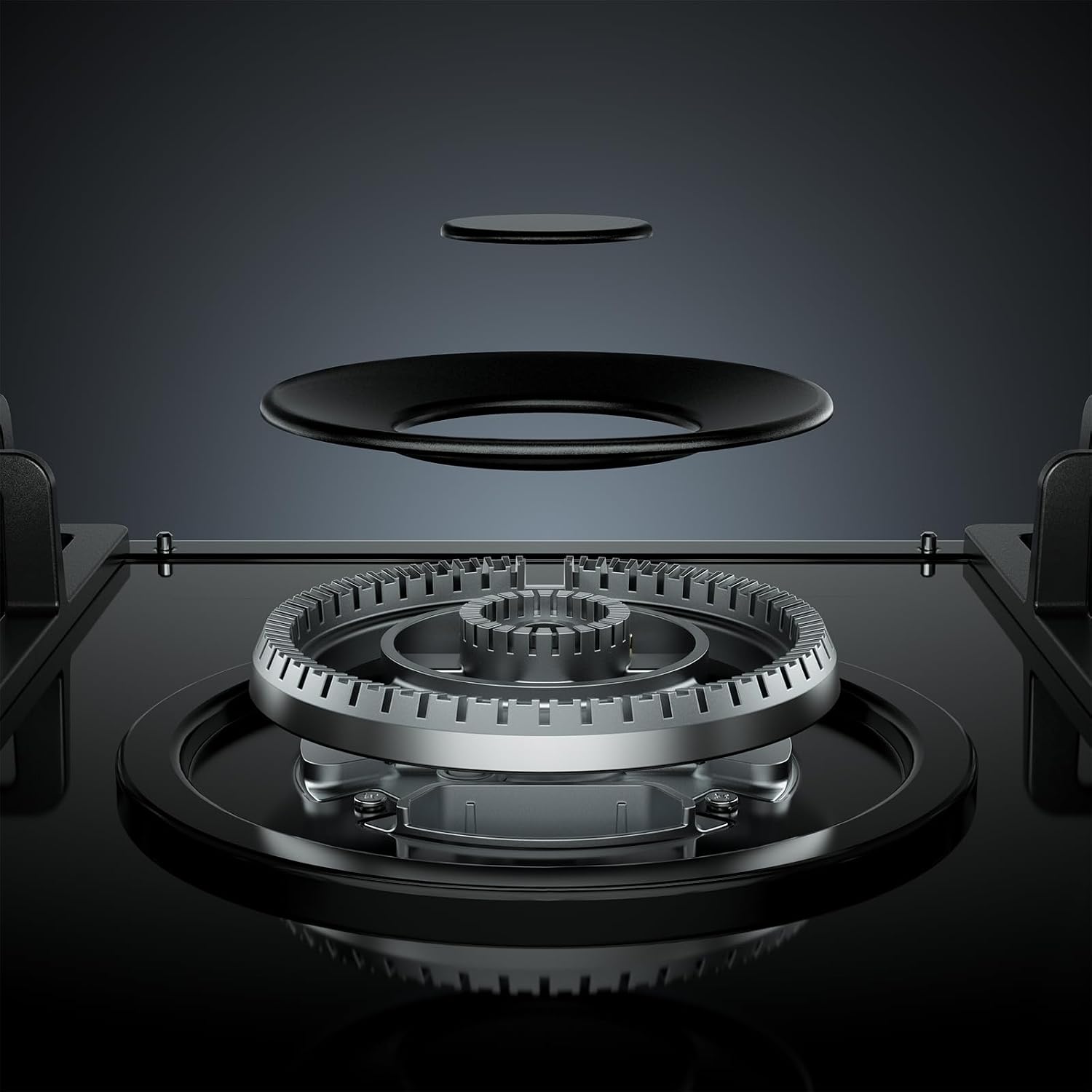 Empava 30 in. Gas Stove Cooktop 5 Italy Sabaf Sealed Burners NG/LPG Convertible in Black Tempered Glass
