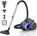 Canister Vacuum Cleaner, 40Kpa 1600W Cyclon Power Bagless Canister Vacuum Cleaners for Home, 3.7QT Large Dust Cup, Lightweight Vac for Hard Floors, Carpets, Pet Hair, Blue