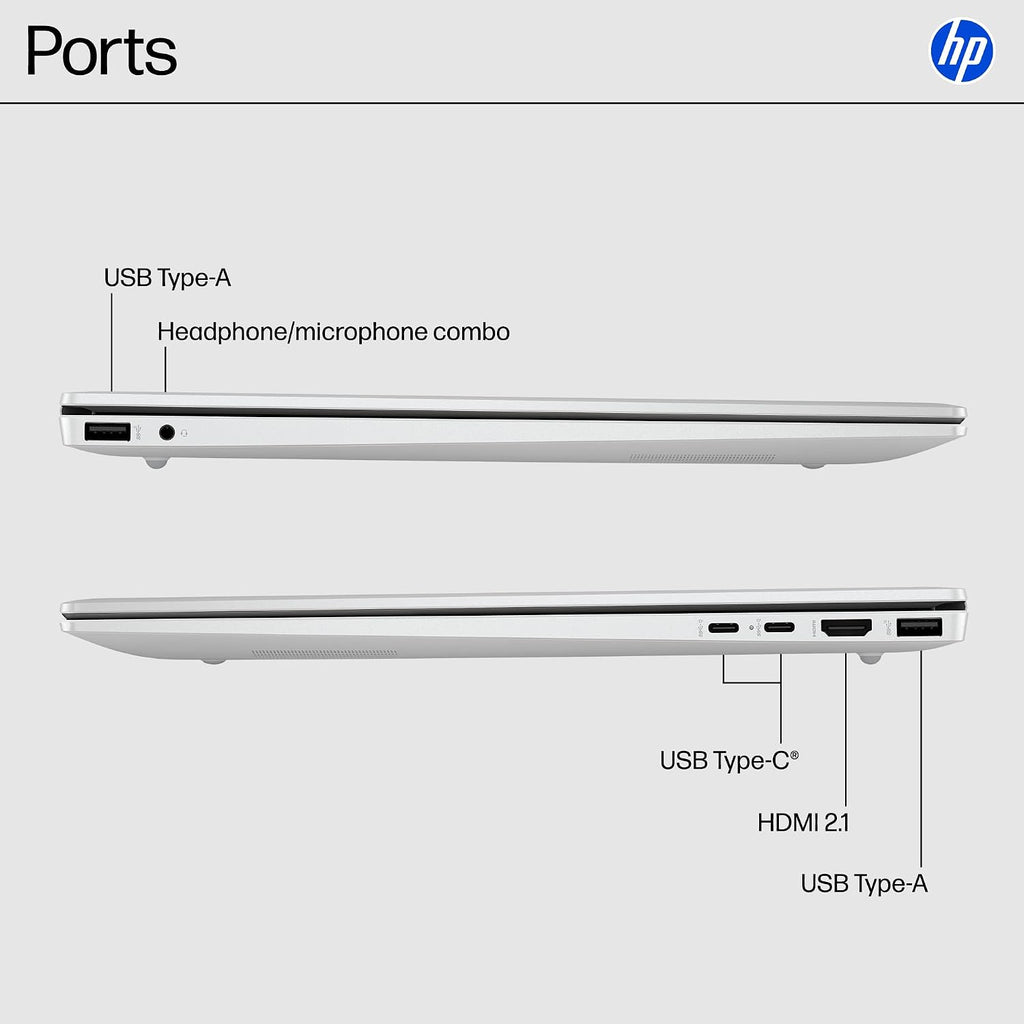 HP OmniBook 5 16 inch AI PC, 2K Touchscreen Display, Intel Core Ultra 5 225U, 16 GB RAM, 512 GB SSD, Intel Graphics, Windows 11 Home, Glacier Silver, 16-af1700nr