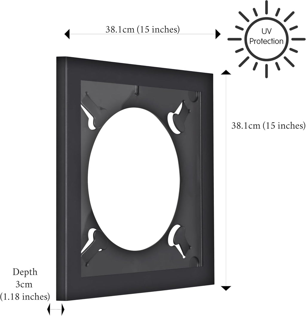 Art Vinyl Play & Display 12″ Vinyl Record Frame, Pack of 3 – UV-Resistant Wall-Mount LP Frames, Front-Loading Record Holders & Album Display, Black