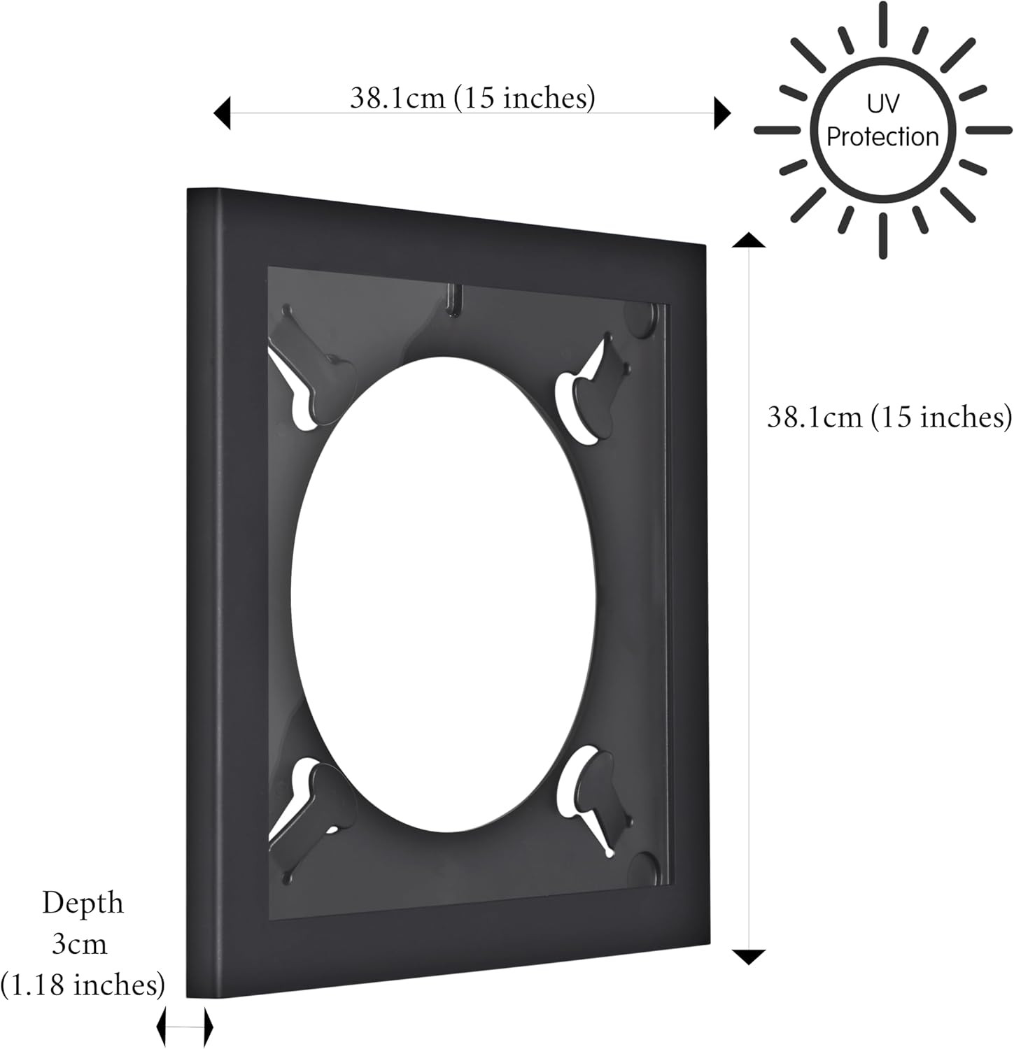 Art Vinyl Play & Display 12″ Vinyl Record Frame, Pack of 3 – UV-Resistant Wall-Mount LP Frames, Front-Loading Record Holders & Album Display, Black