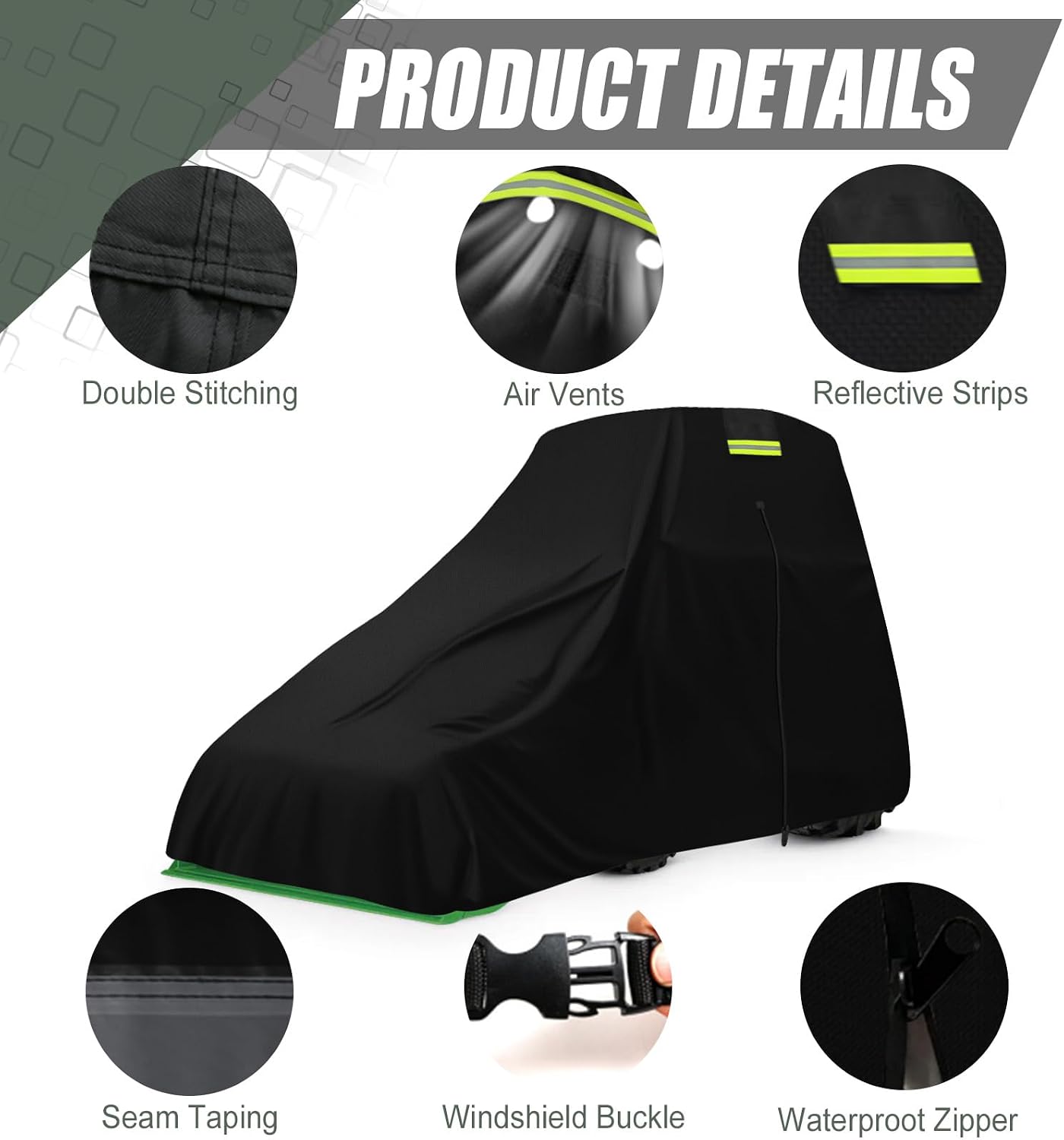 Waterproof Tractors Cover Fit Most Campact Tractor with Cabin and Front Loader, 600D Oxford Cloth Tractors Cover for Snow Rain Dust Protection, 150 L x 75 W x 110 H in